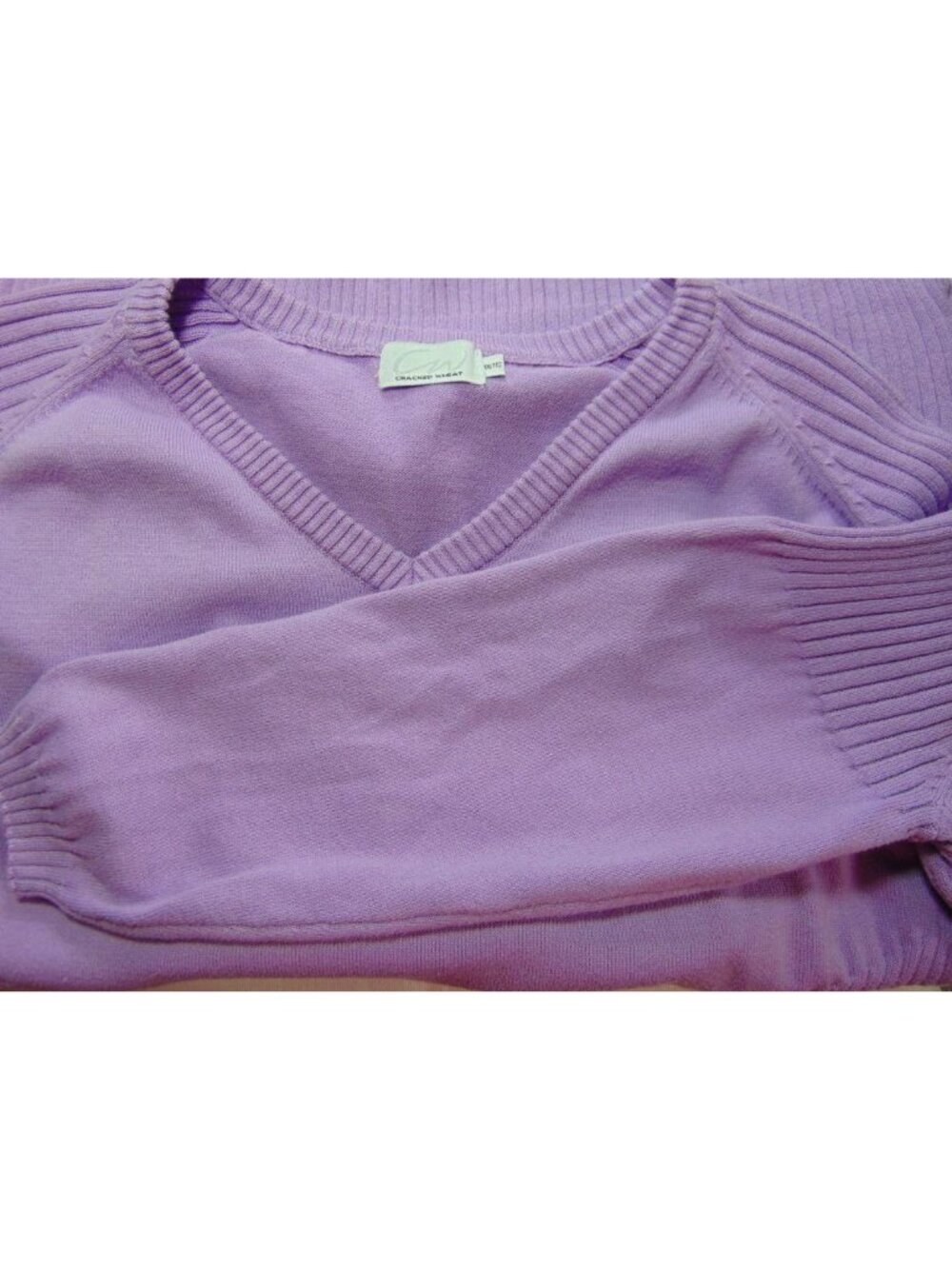 Cracked Wheat Women's Purple Ribbed V Neck Sweater XXL Cotton Golf Pickleball - Picture 8 of 14